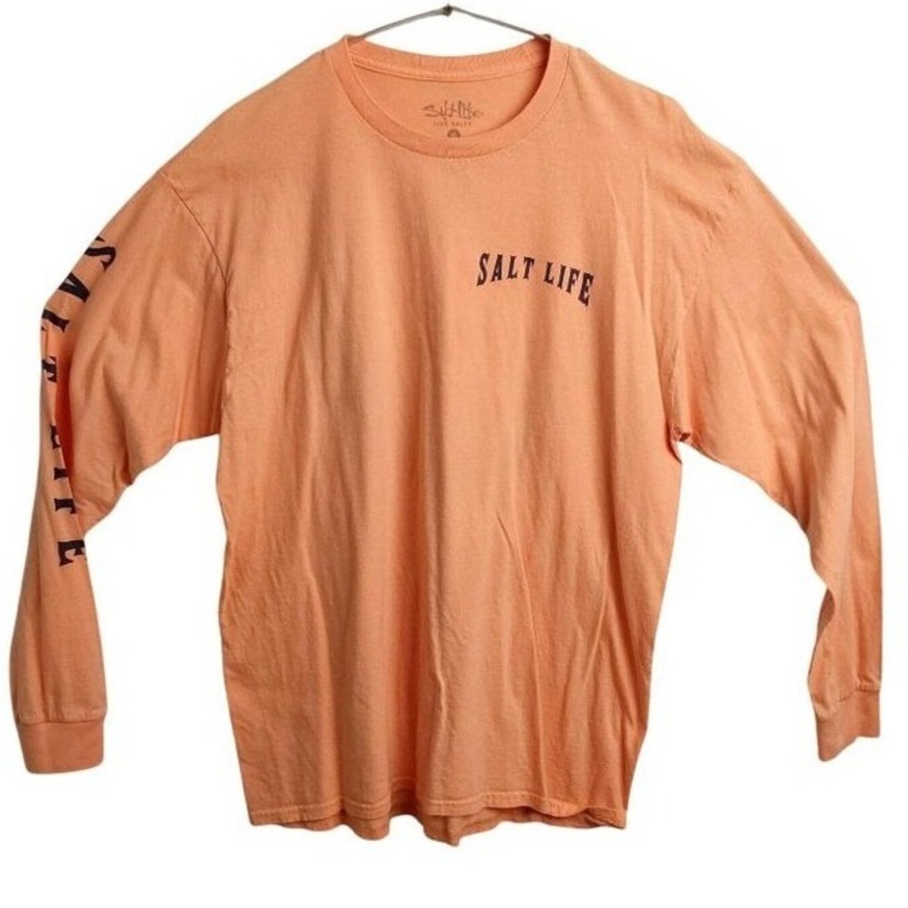 Salt Life Mens‎ XL Peach Orange Long Sleeve Tuna Graphic T-Shirt Since 03